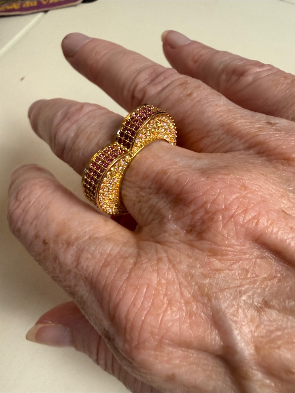 Have a Heart Kurt Geiger Pink and Luminescent Crystal Gold Ring - Picture 6 of 6